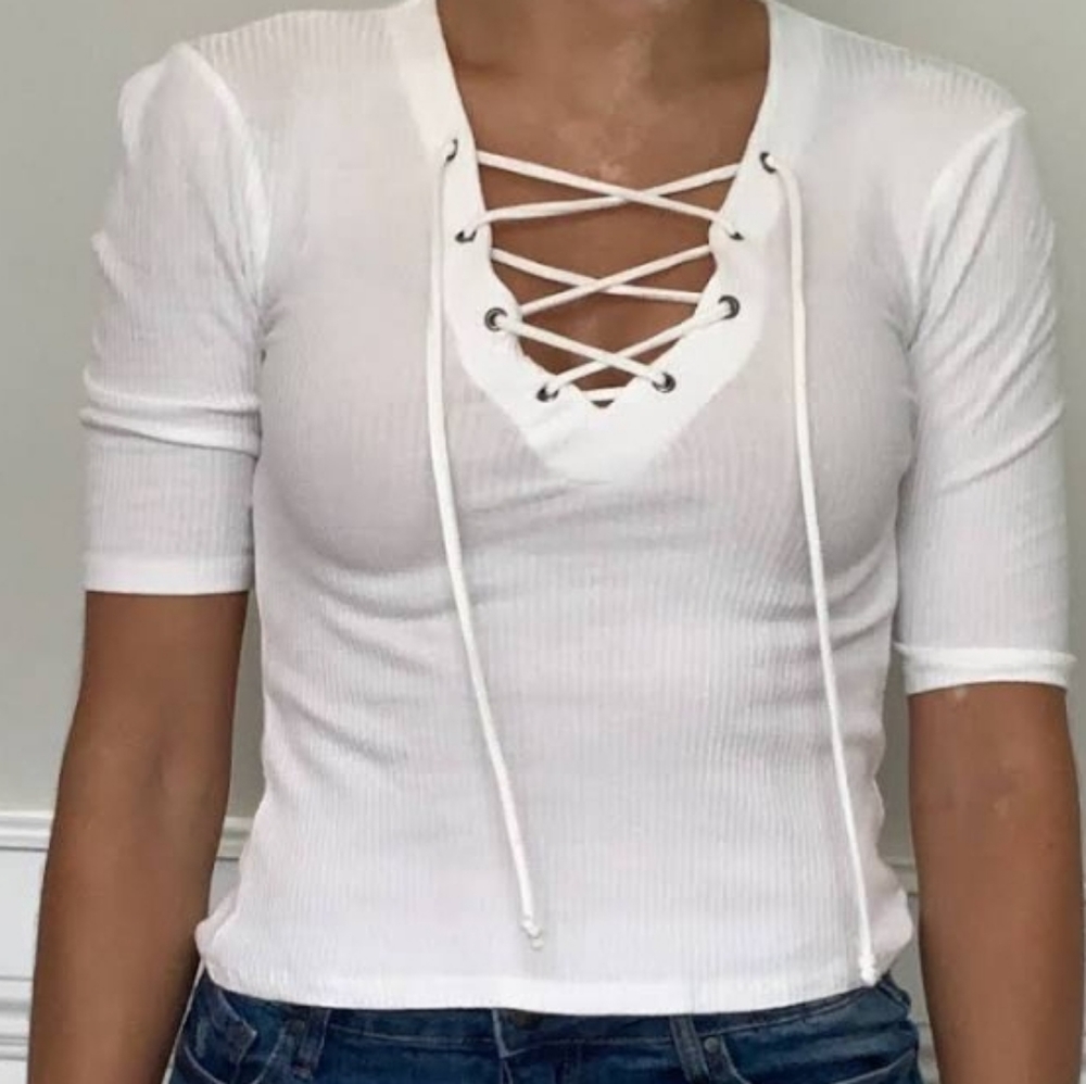 Topshop Lace Up Shirt